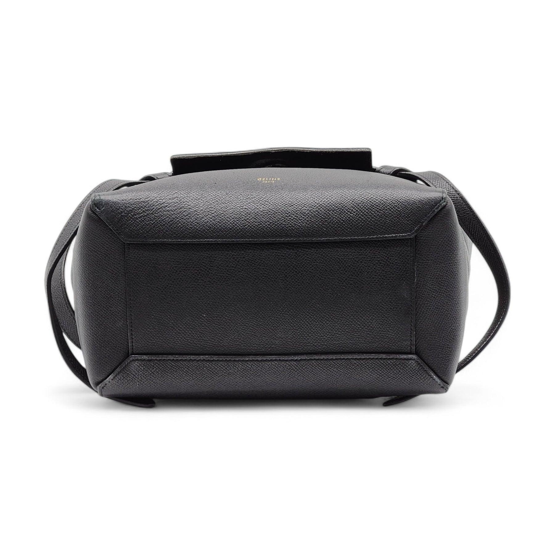 Celine Micro Belt Bag Grained Calfskin Leather in Black In Excellent Condition In Los Angeles, CA