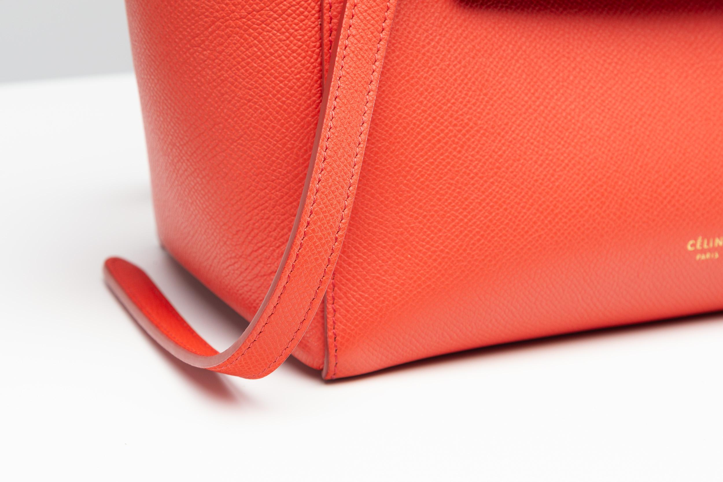 Celine Micro Belt Bag Light Red Grained Calfskin  For Sale 6