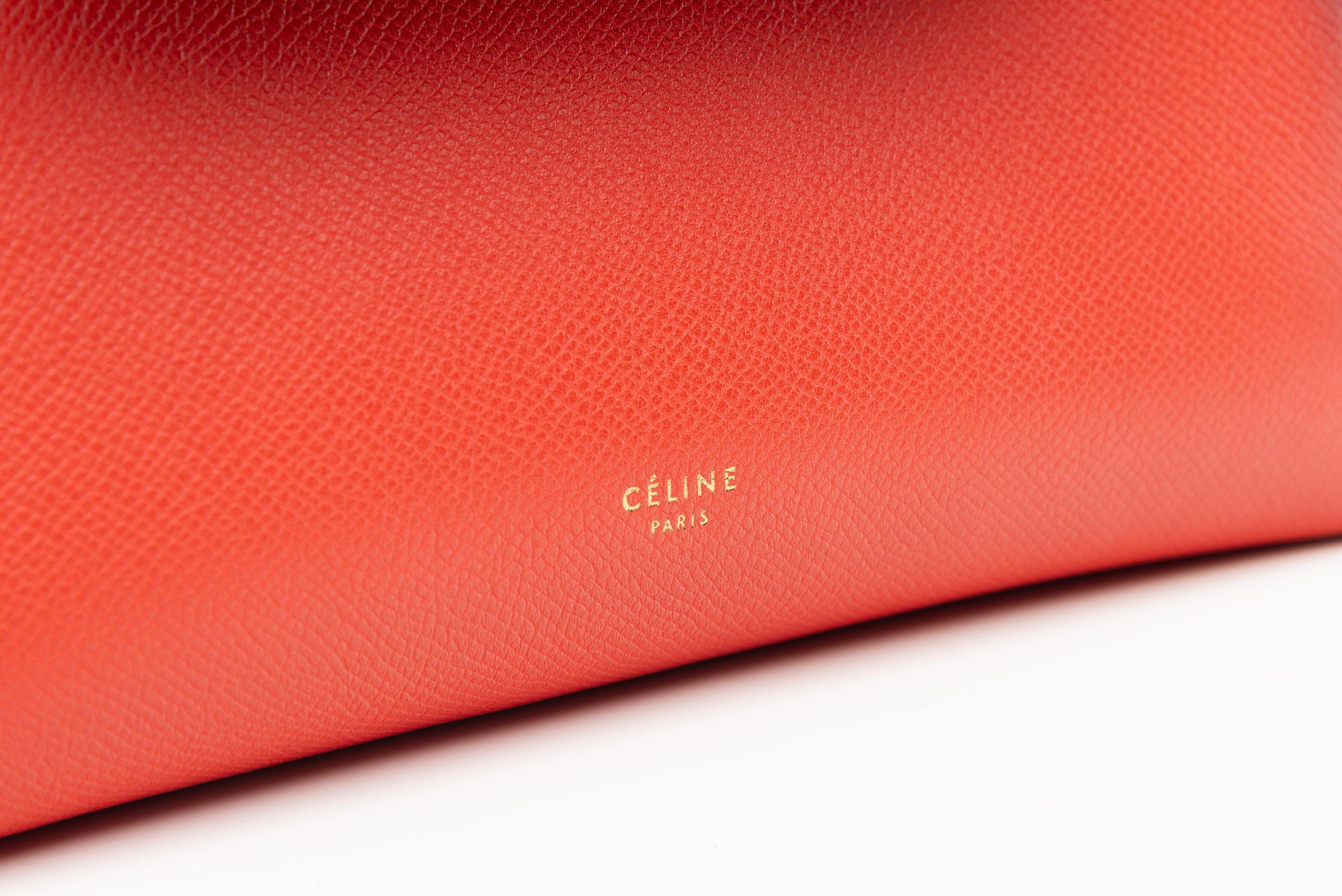 Celine Micro Belt Bag Light Red Grained Calfskin  For Sale 7