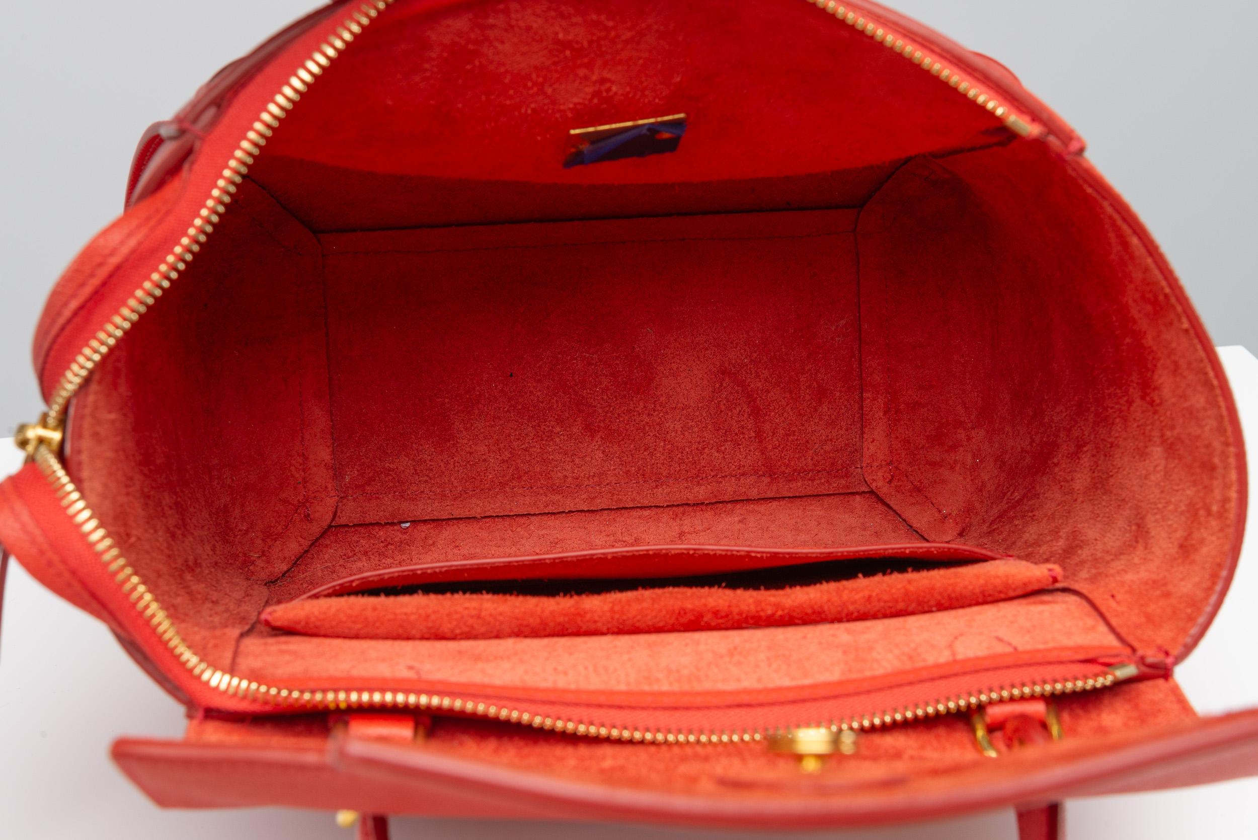 Celine Micro Belt Bag Light Red Grained Calfskin  For Sale 9