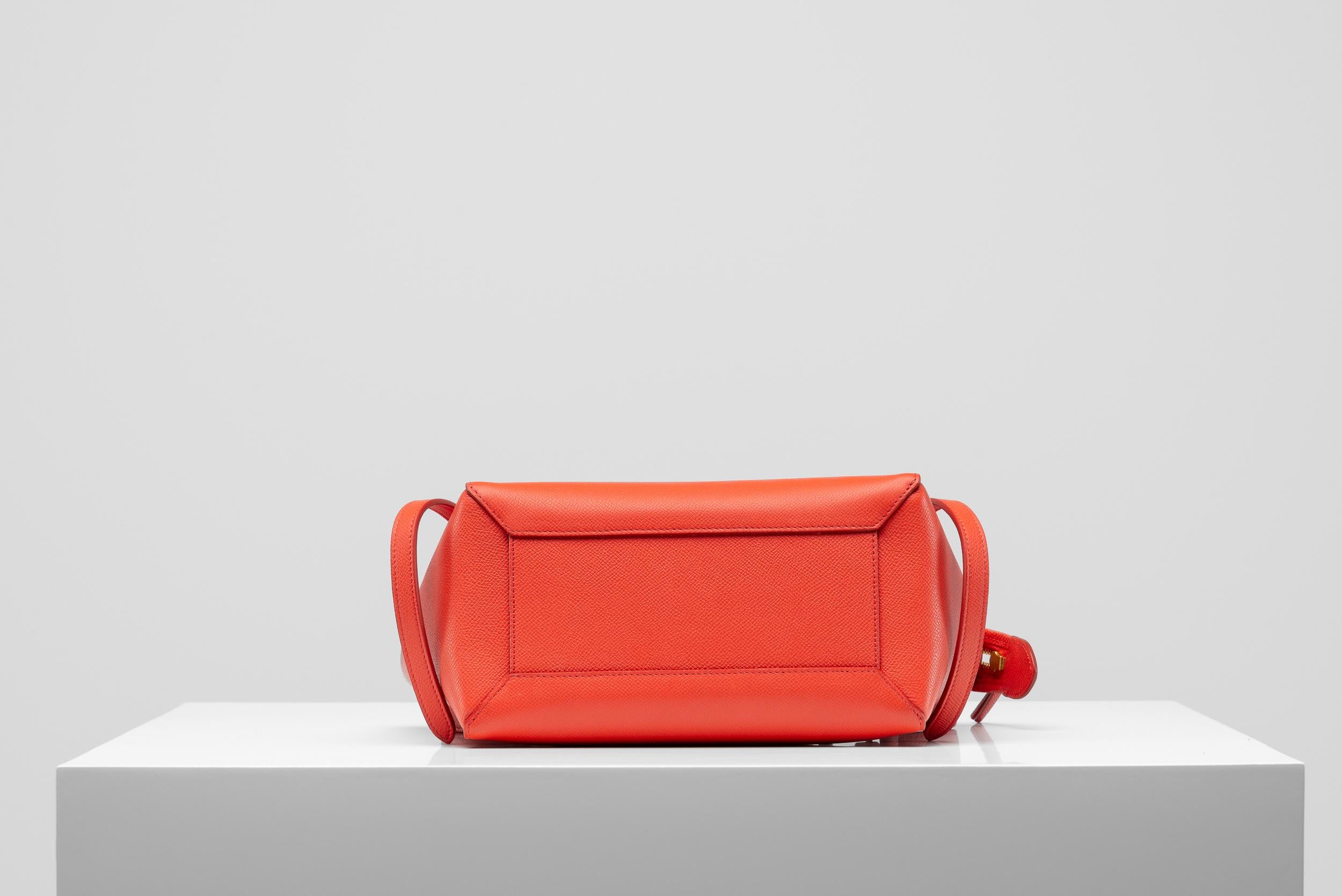 Celine Micro Belt Bag Light Red Grained Calfskin  For Sale 3