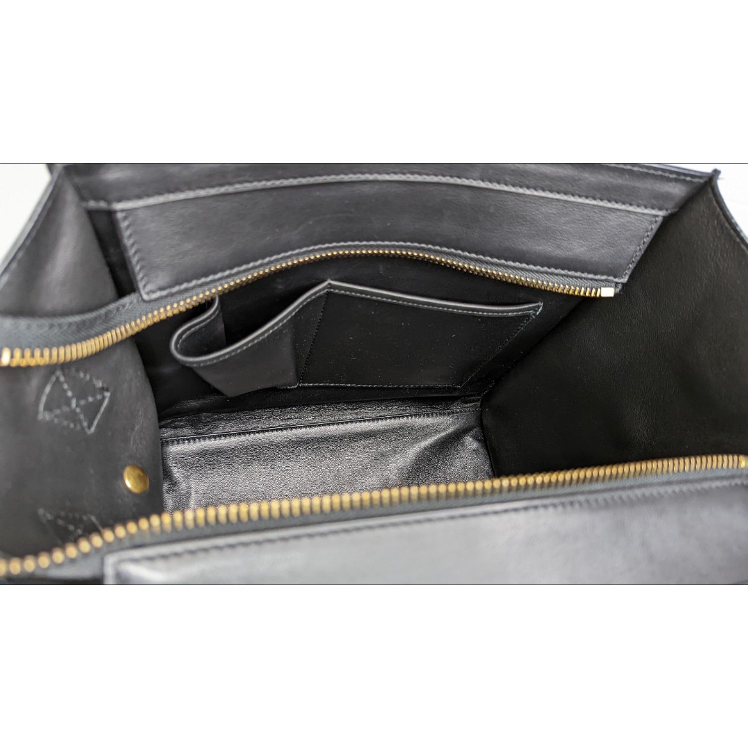 Celine Micro Luggage Handbag in Black Smooth Calfskin In Excellent Condition In Scottsdale, AZ