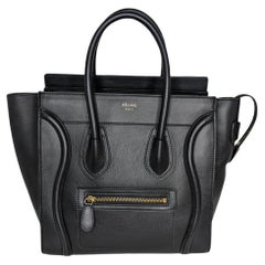 Celine Micro Luggage Handbag in Black Smooth Calfskin