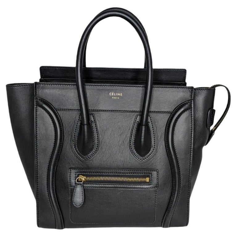 Celine Micro Luggage Handbag in Black Smooth Calfskin For Sale at 1stDibs