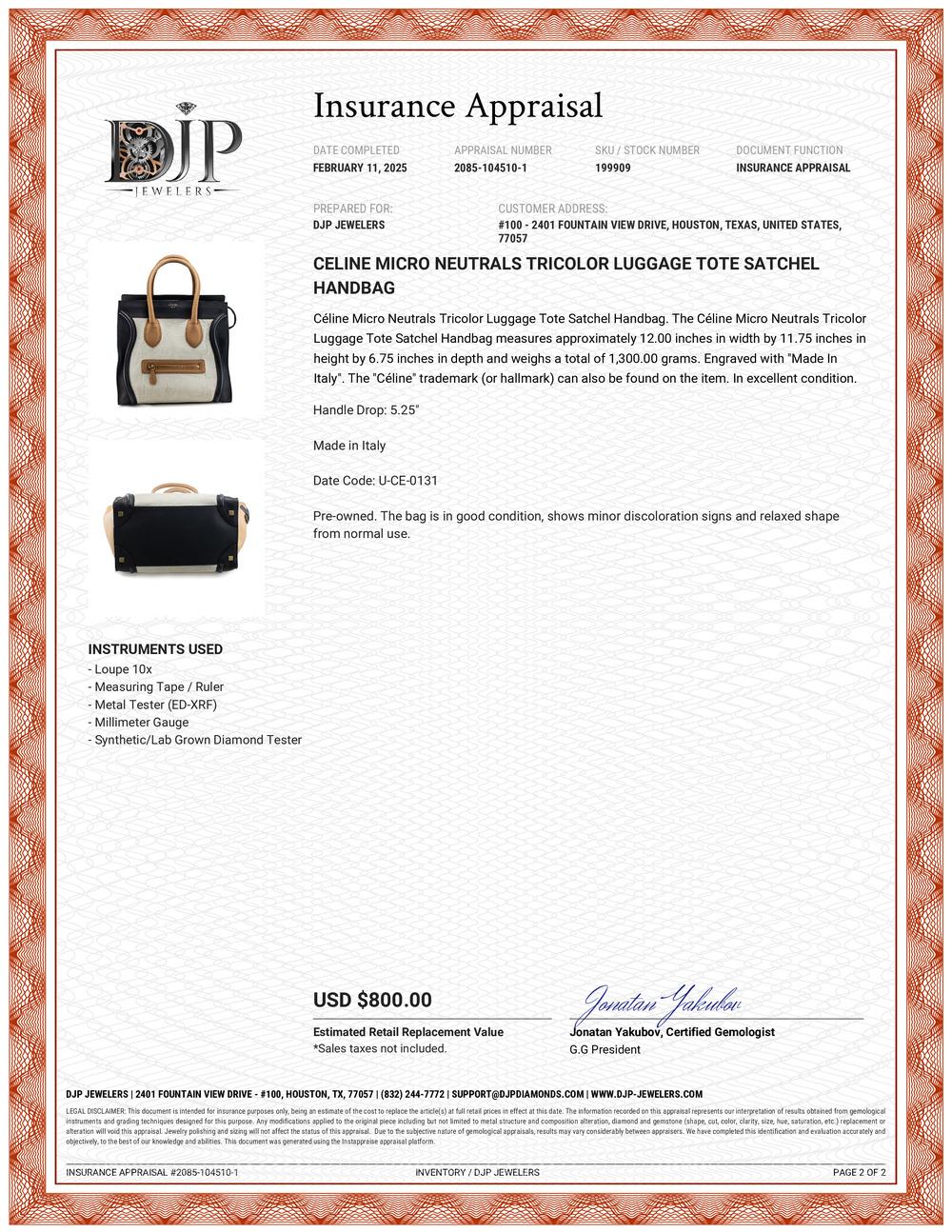 Celine Micro Neutrals Tricolor Luggage Tote Satchel Handbag 5