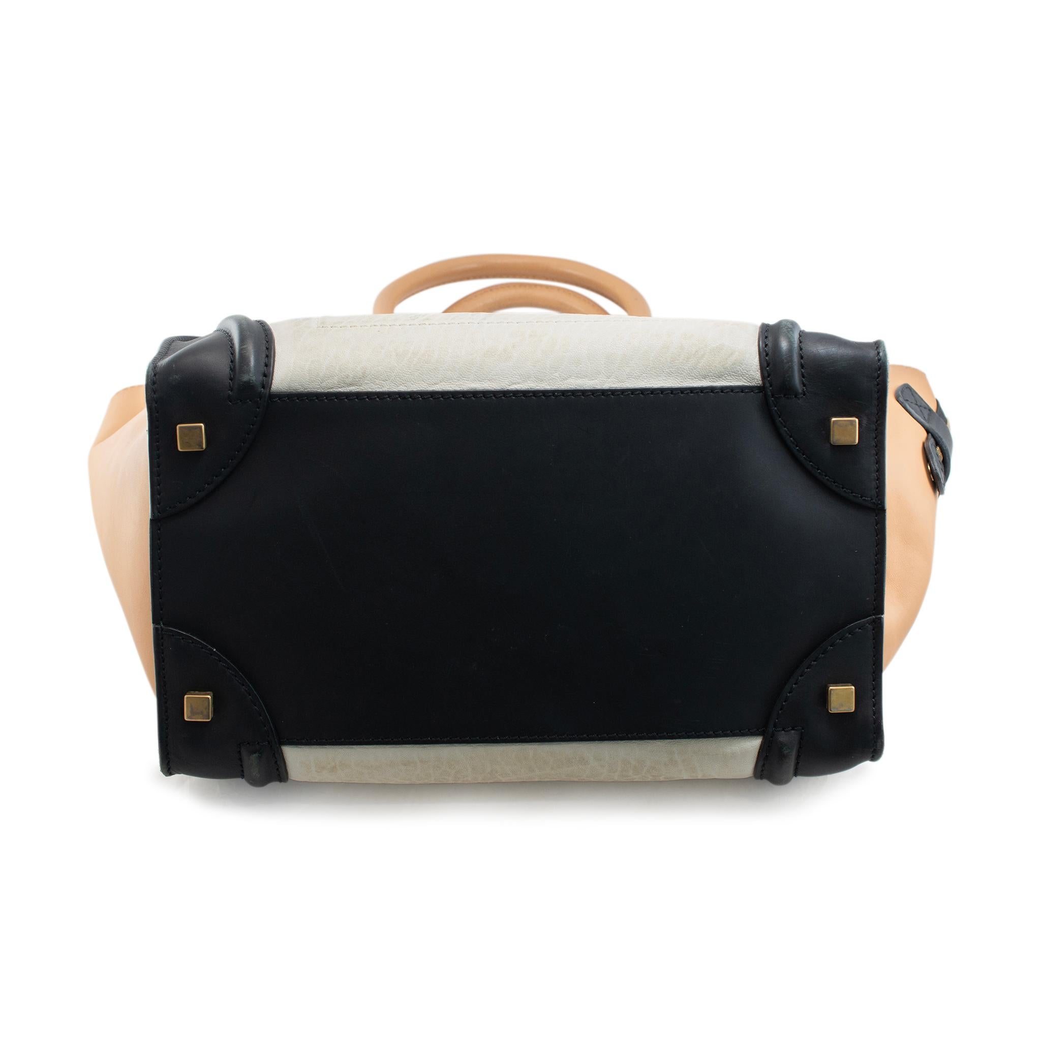 Celine Micro Neutrals Tricolor Luggage Tote Satchel Handbag 1
