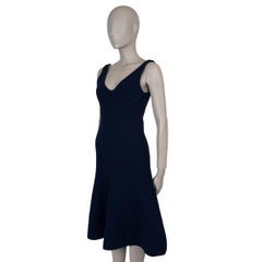 CELINE midnight blue alpaca 2013 SLEEVELESS BOUCLÉ Trumpet Dress S
