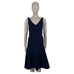 CELINE midnight blue alpaca 2013 SLEEVELESS BOUCLÉ Trumpet Dress S