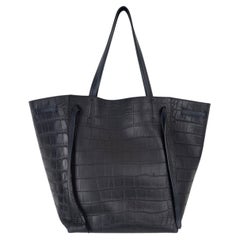 CELINE midnight blue leather CABAS PHANTOM MEDIUM CROC Bag