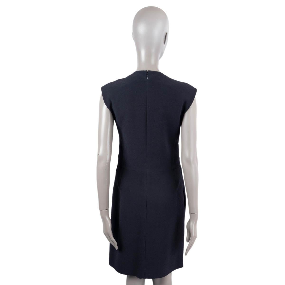Women's CELINE midnight blue viscose DRAPED SLEEVELESS SHIFT Dress 38 S For Sale