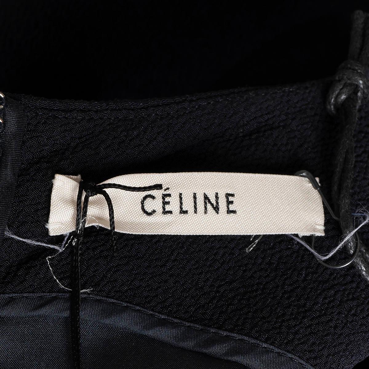 CELINE midnight blue viscose DRAPED SLEEVELESS SHIFT Dress 38 S For Sale 2