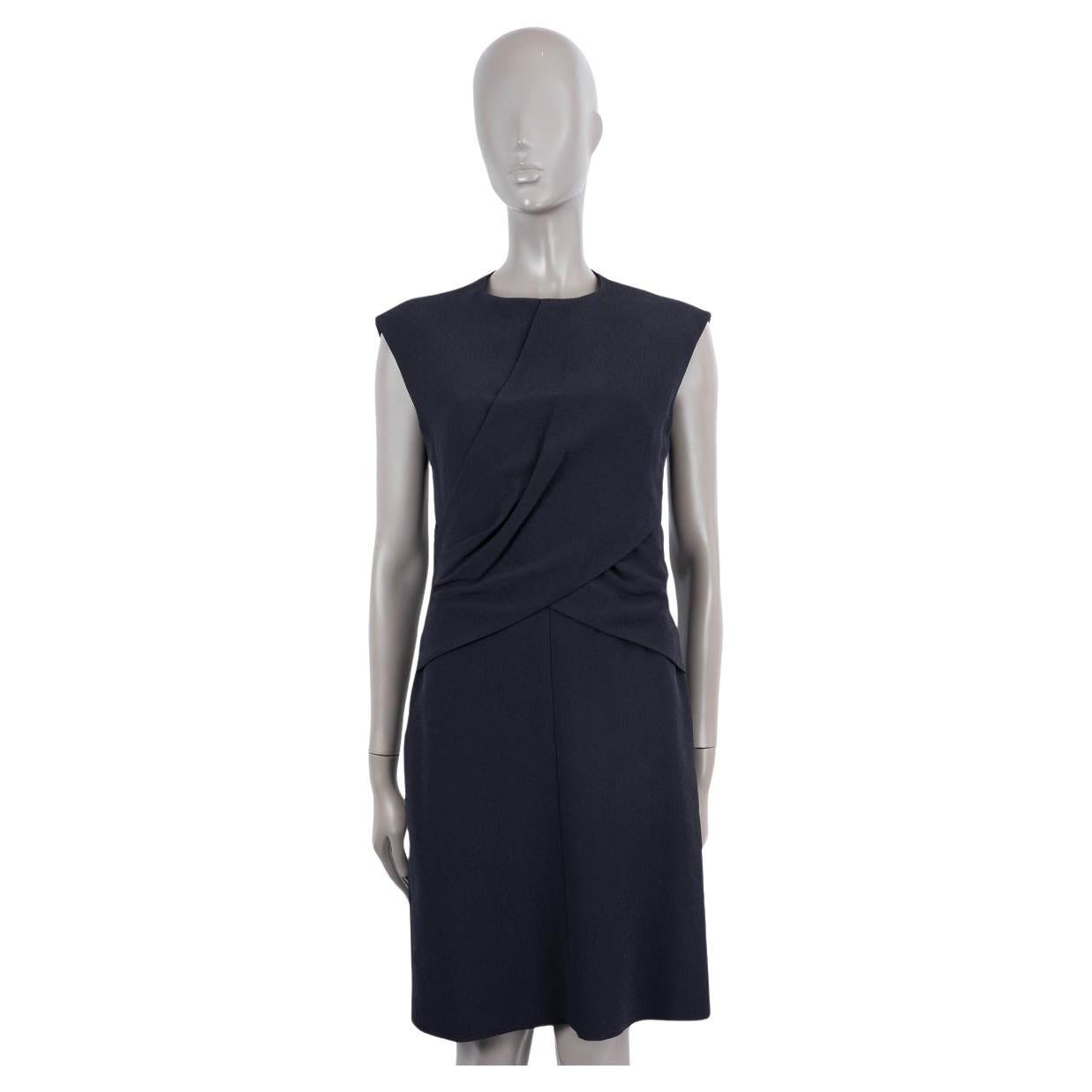CELINE Mitternachtsblaues RAPED SLEEVELESS SHIFT Kleid aus Viskose 38 S im Angebot