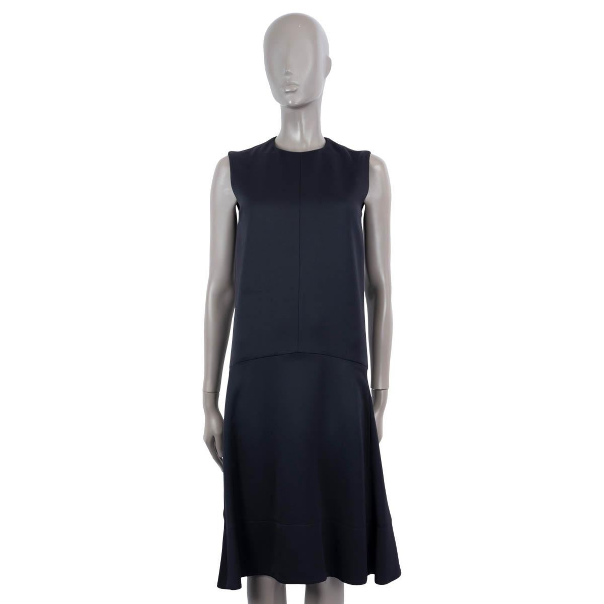 Black CELINE midnight blue viscose SLEEVELESS SHIFT Dress 36 XS For Sale