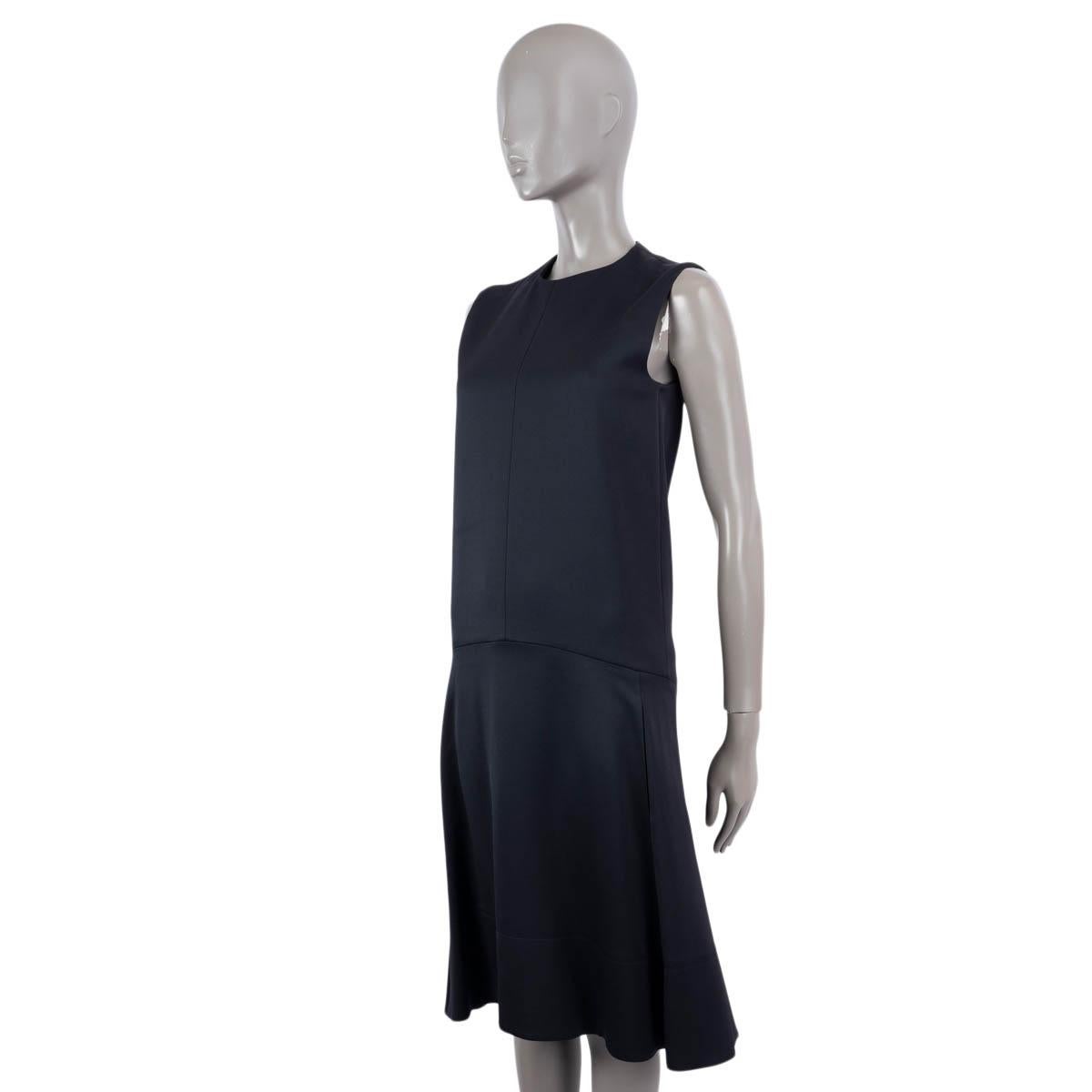 CELINE midnight blue viscose SLEEVELESS SHIFT Dress 36 XS In Excellent Condition For Sale In Zürich, CH