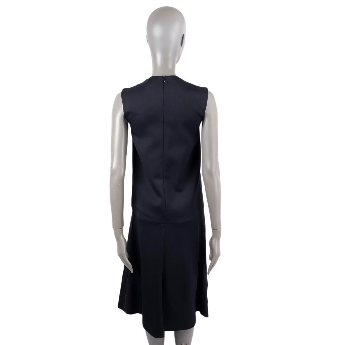 Women's CELINE midnight blue viscose SLEEVELESS SHIFT Dress 36 XS For Sale