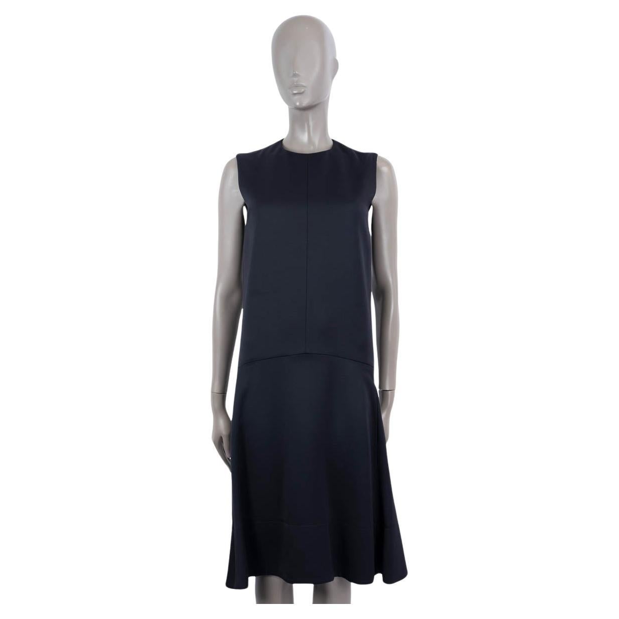CELINE midnight blue viscose SLEEVELESS SHIFT Dress 36 XS For Sale
