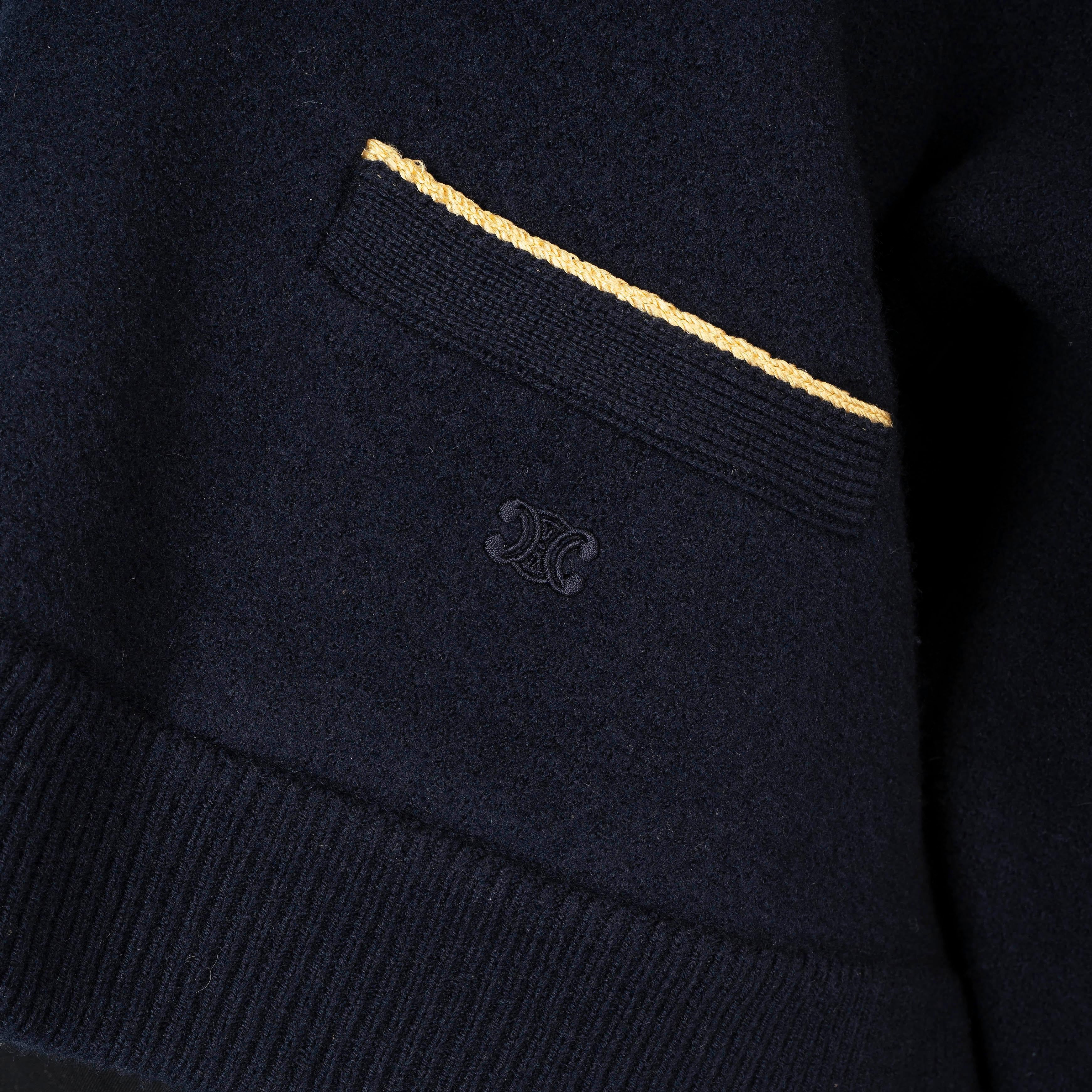 Women's CELINE midnight blue wool VAREUSE COLLAR CROPPED MILITARY Jacket S For Sale