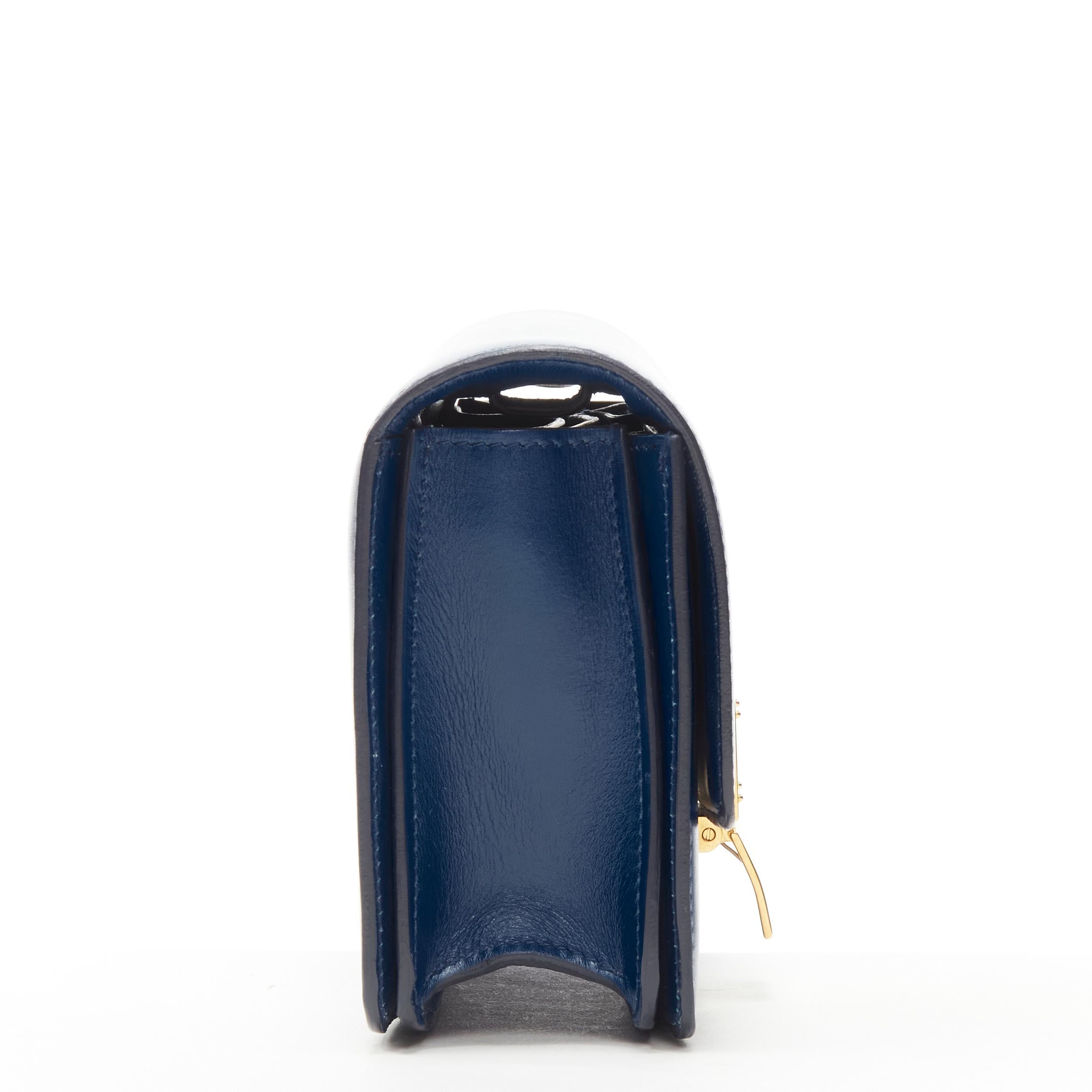 CELINE Mini Classic Box Amazone blue smooth lambskin crossbody flap bag In Good Condition In Hong Kong, NT