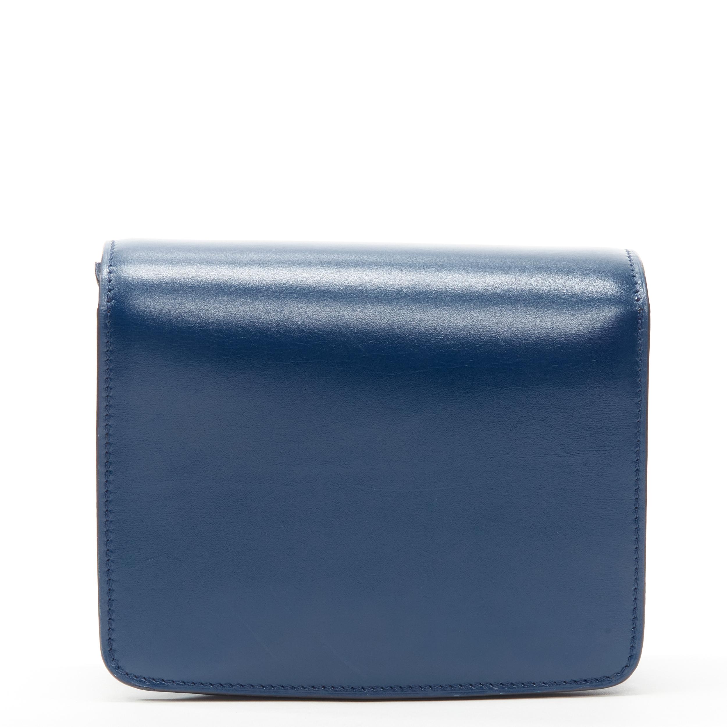 Women's CELINE Mini Classic Box Amazone blue smooth lambskin crossbody flap bag