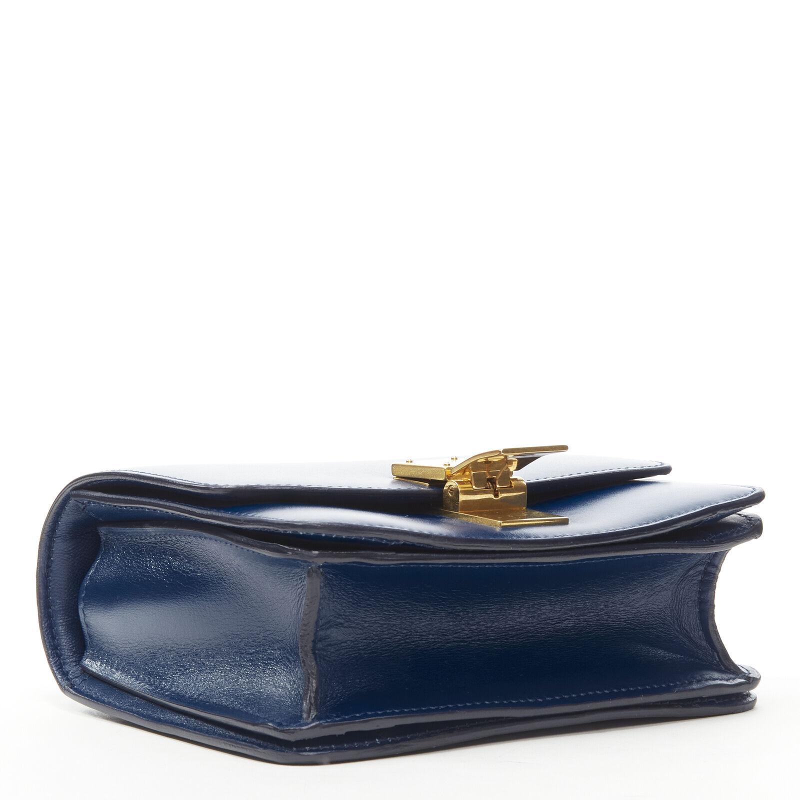 CELINE MINI CLASSIC BOX BLUE SMOOTH LAMBSKIN CROSSBODY FLAP Bag In Excellent Condition In Montgomery, TX