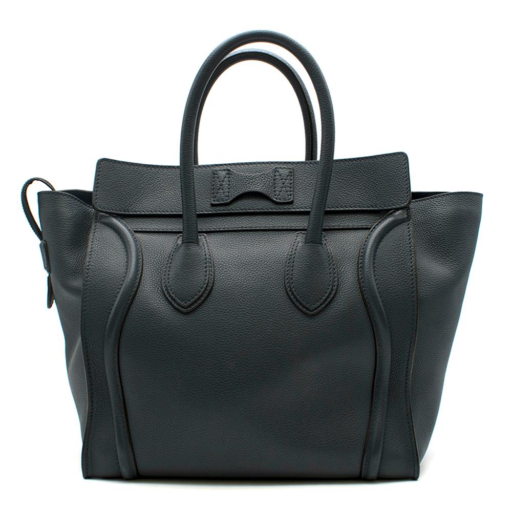 Black Celine Mini Luggage Handbag in Baby Drummed Calfskin