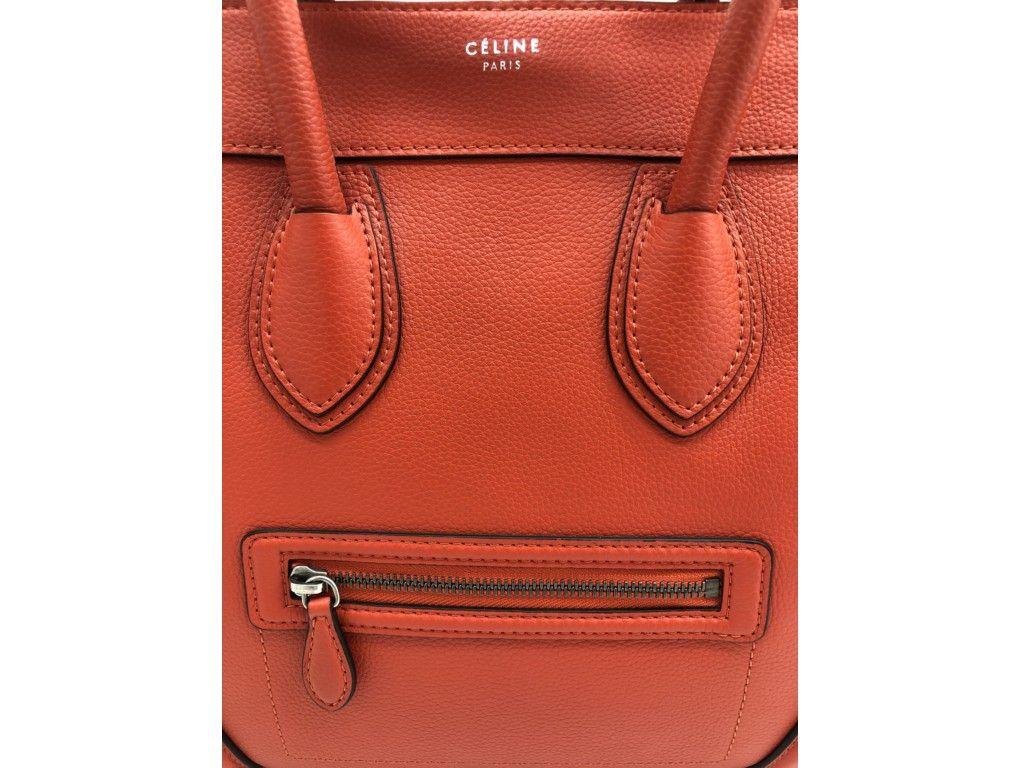 Red Celine Mini Luggage Tote - Vermillon For Sale
