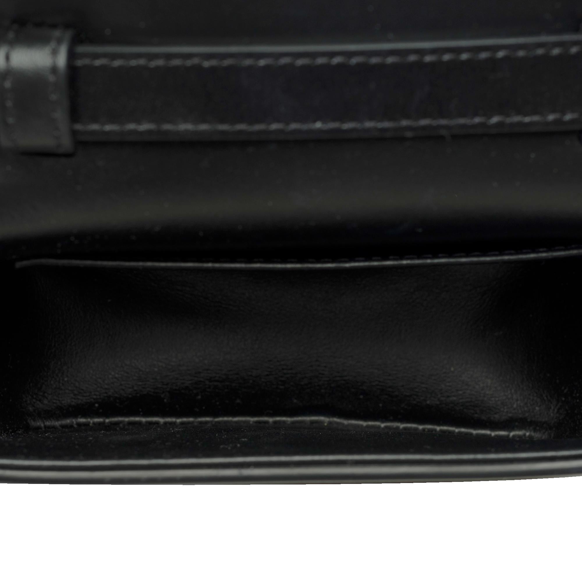 Celine Mini Triomphe shoulder flap bag in black box calf calf leather, GHW 4
