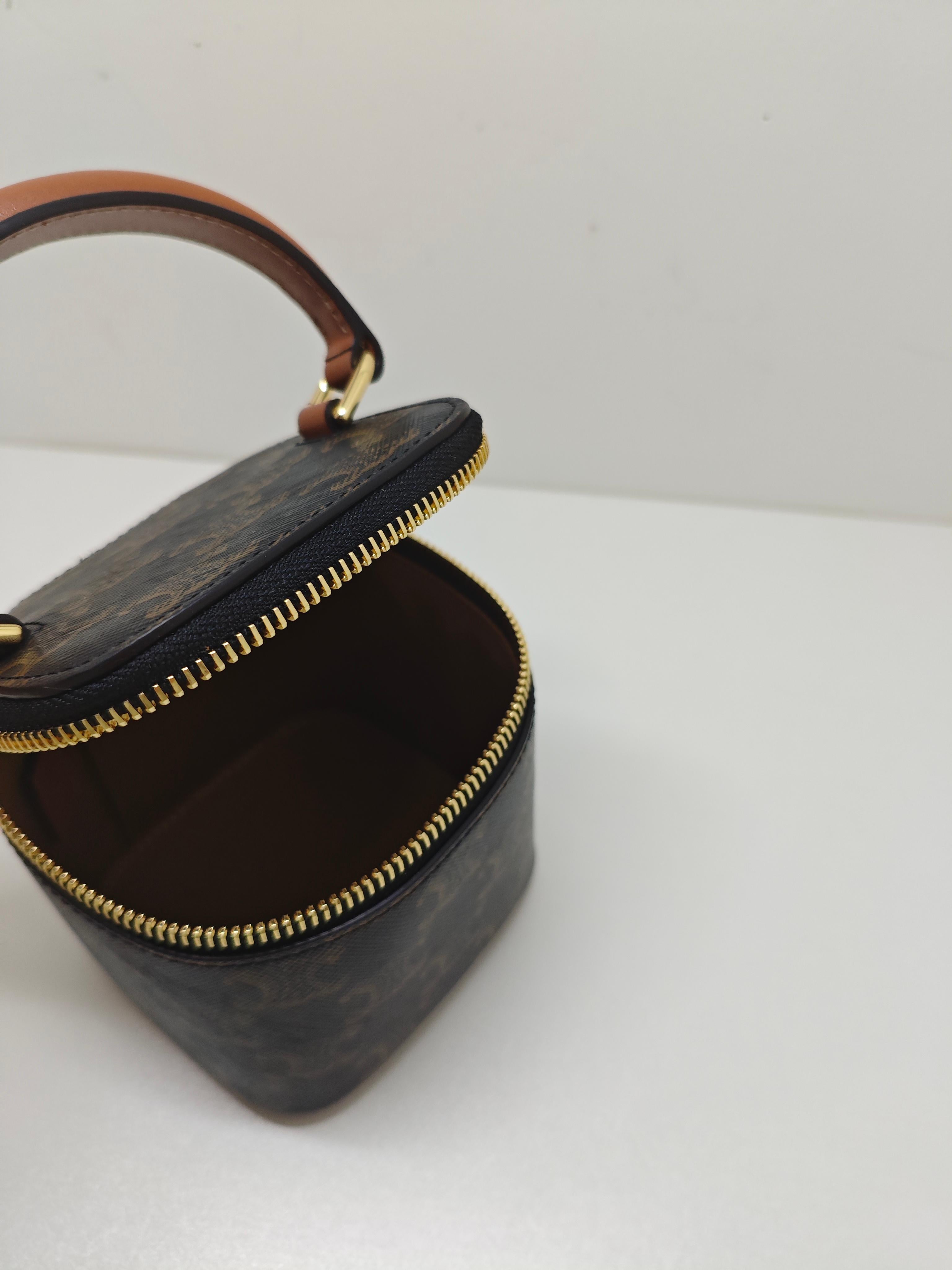 Black Celine MINI VANITY CASE in Triomphe Canvas and Calfskin