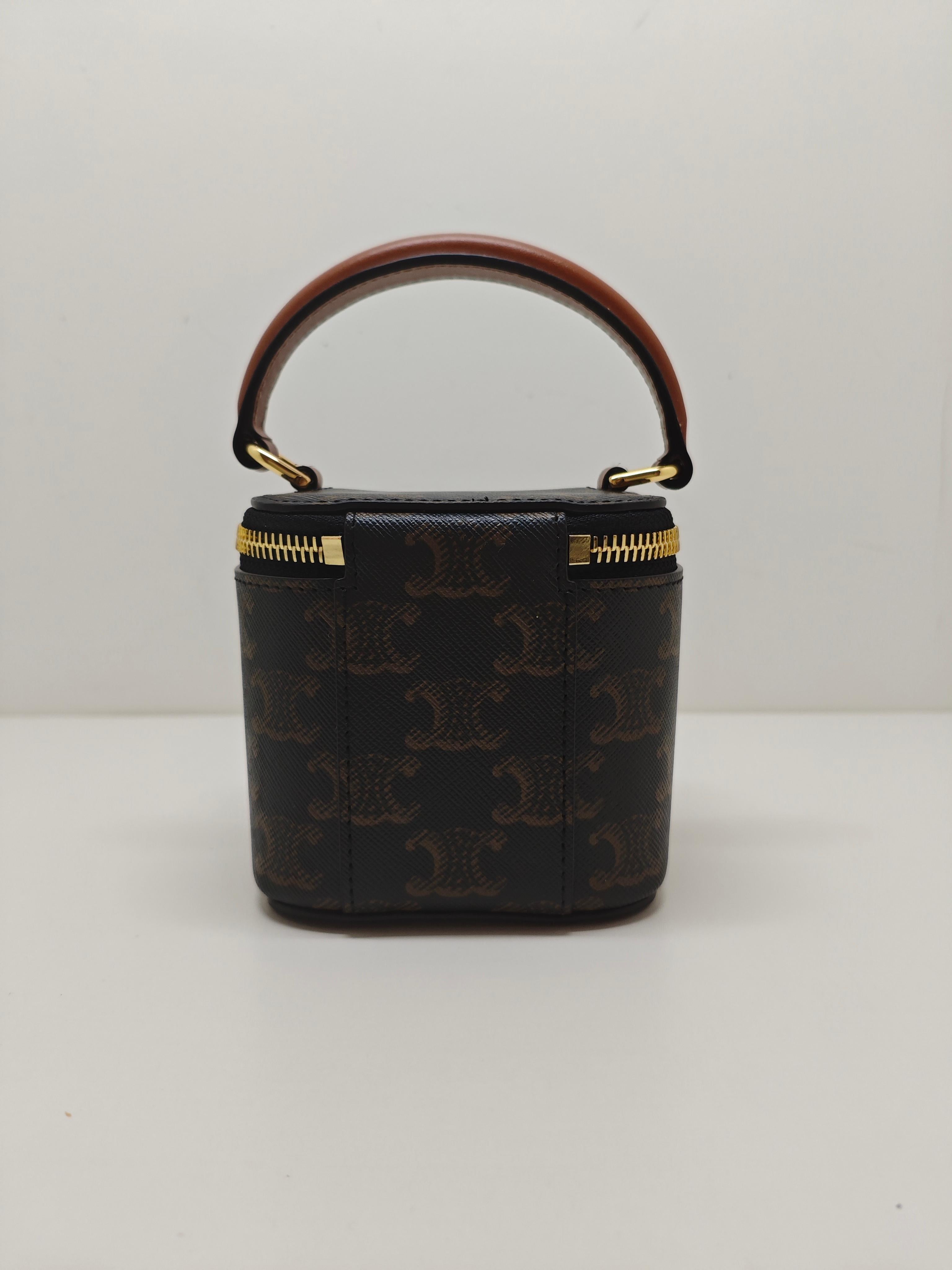 Celine MINI VANITY CASE in Triomphe Canvas and Calfskin In Excellent Condition In PUTNEY, NSW