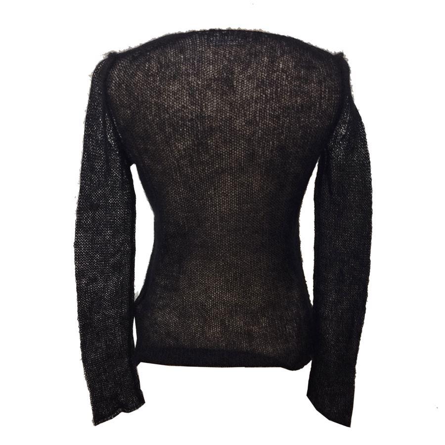 Mohair wool (75%) and silk Black color Transparent effect Long sleeve Length shoulder/hem cm 56 (22 inches) Shoulder cm 34 (13,3 inches)