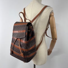 CeLINE Monogram Backpack Handbag Brown Canvas and Leather Circa 1990