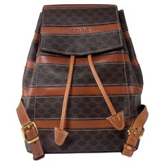 CeLINE Monogram Backpack Handbag Brown Canvas and Leather Circa 1990