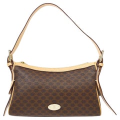 CELINE Monogram Marrone Tan in pelle con rifiniture in oro Borsa a tracolla piccola Pochette