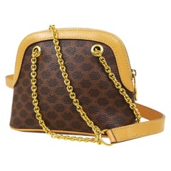 Celine Monogram Canvas Leather Gold Chain Mini Small Shoulder Crossbody Bag