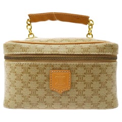 SMALL COSMETIC POUCH IN TRIOMPHE CANVAS AND CALFSKIN - TAN