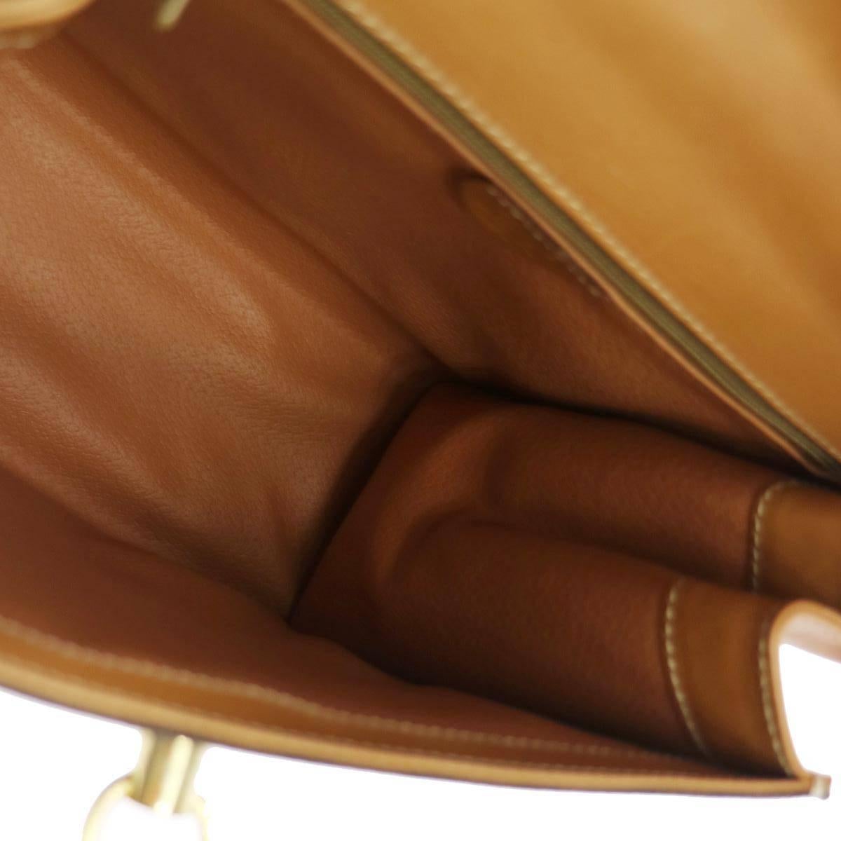 Celine Monogram Cognac Evening Top Handle Satchel Kelly Style Flap Bag For Sale 2