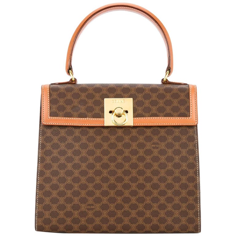 Celine Monogram Cognac Borsa da sera con tracolla Kelly Style Flap