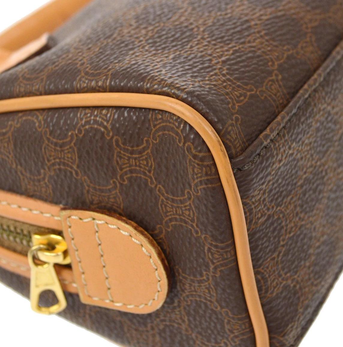 Kleine Mini-Top-Handle-Tasche mit Monogramm und cognacfarbenem Logo im Zustand „Gut“ im Angebot in Chicago, IL