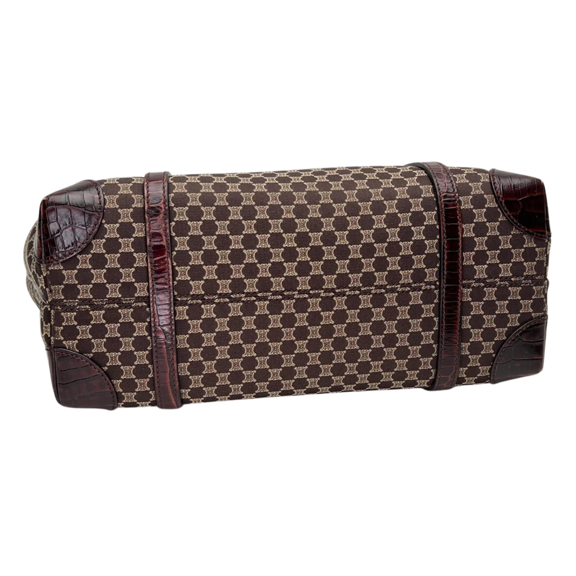 Celine Monogram Ebony Macadam Croco Embossed Tote Bag For Sale 2