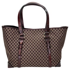 Celine Monogram Ebony Macadam Croco Embossed Tote Bag
