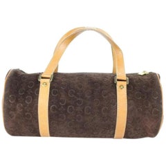 Céline Monogram Embossed Barrel Cesl32 Brown Satchel