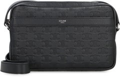Celine Monogram-Embossed Calfskin Shoulder Bag — Black