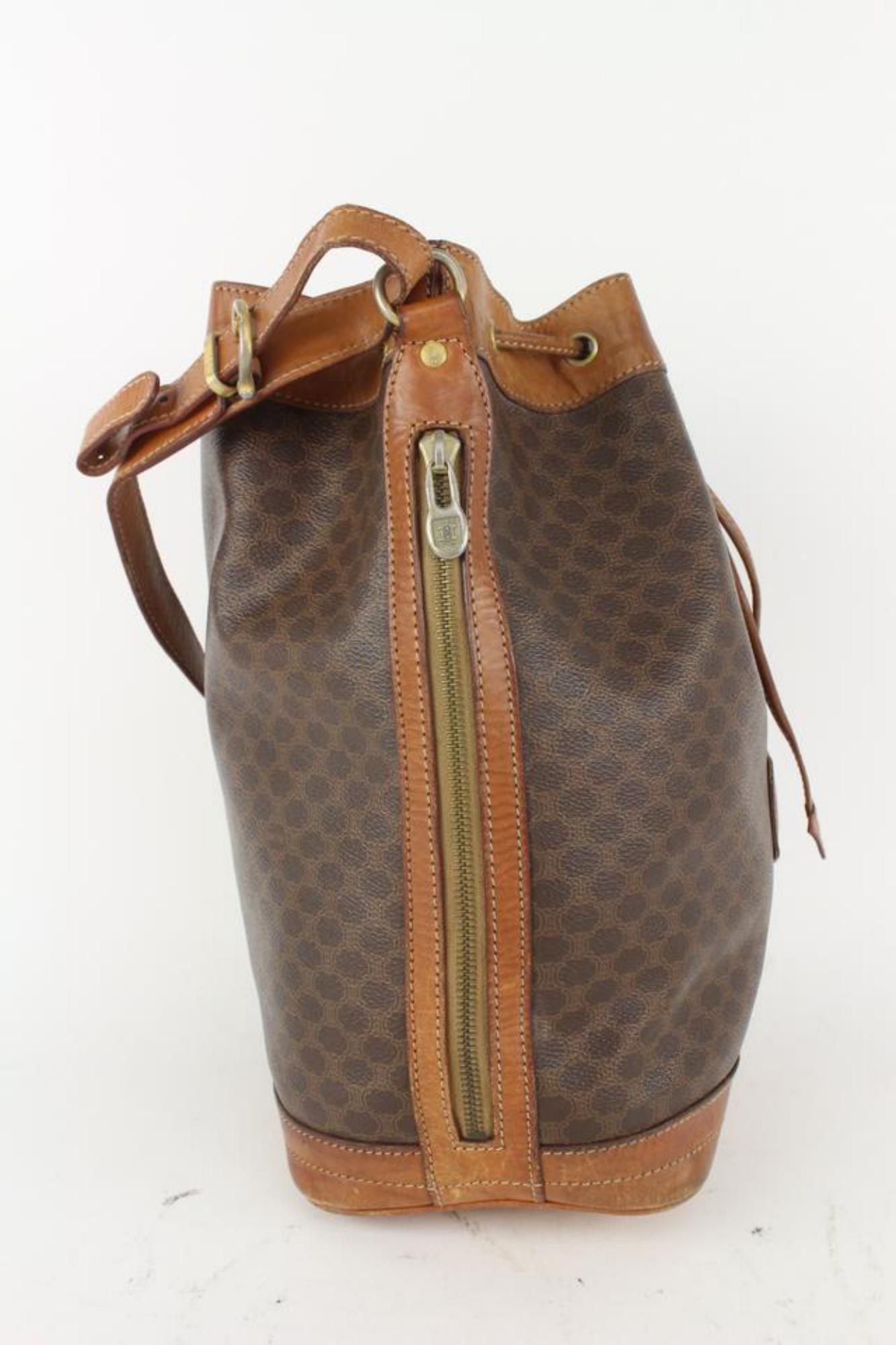 Brown Céline Monogram Macadam Drawstring Bucket Hobo Bag 11cel104