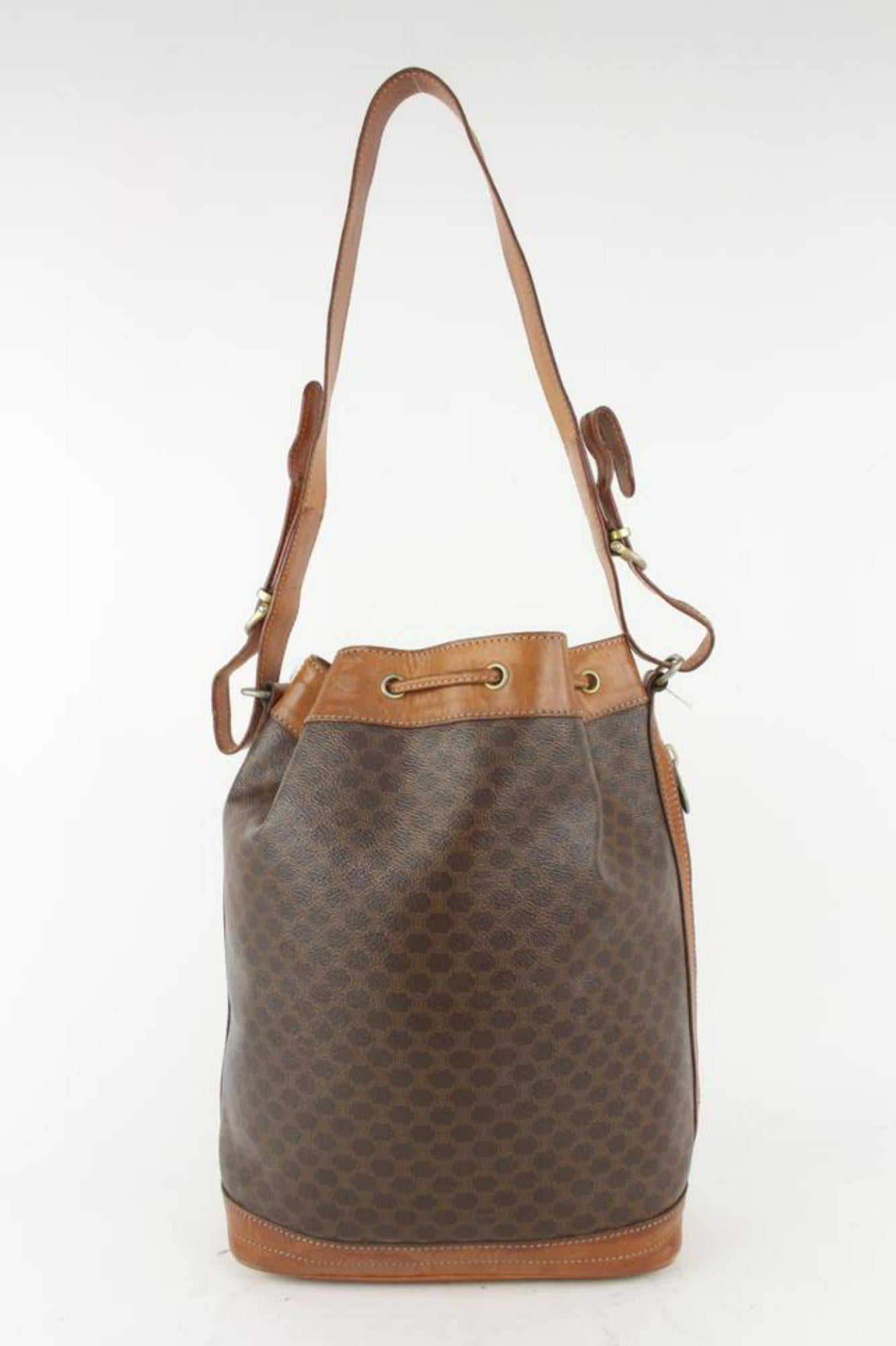 Céline Monogram Macadam Drawstring Bucket Hobo Bag 11cel104 In Fair Condition In Dix hills, NY