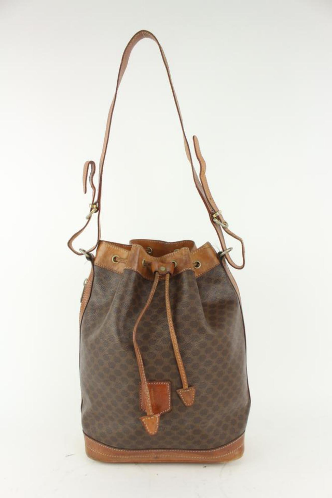 Céline Monogram Macadam Drawstring Bucket Hobo Bag 11cel104 1