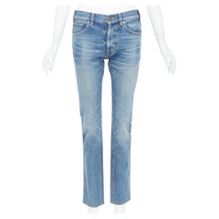 CELINE M_SK_004 N120 640E 07UW blue washed cotton minimal tab pocketed jeans 27"