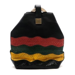 Celine Multi Colored Leather & Python Skin Bucket Bag