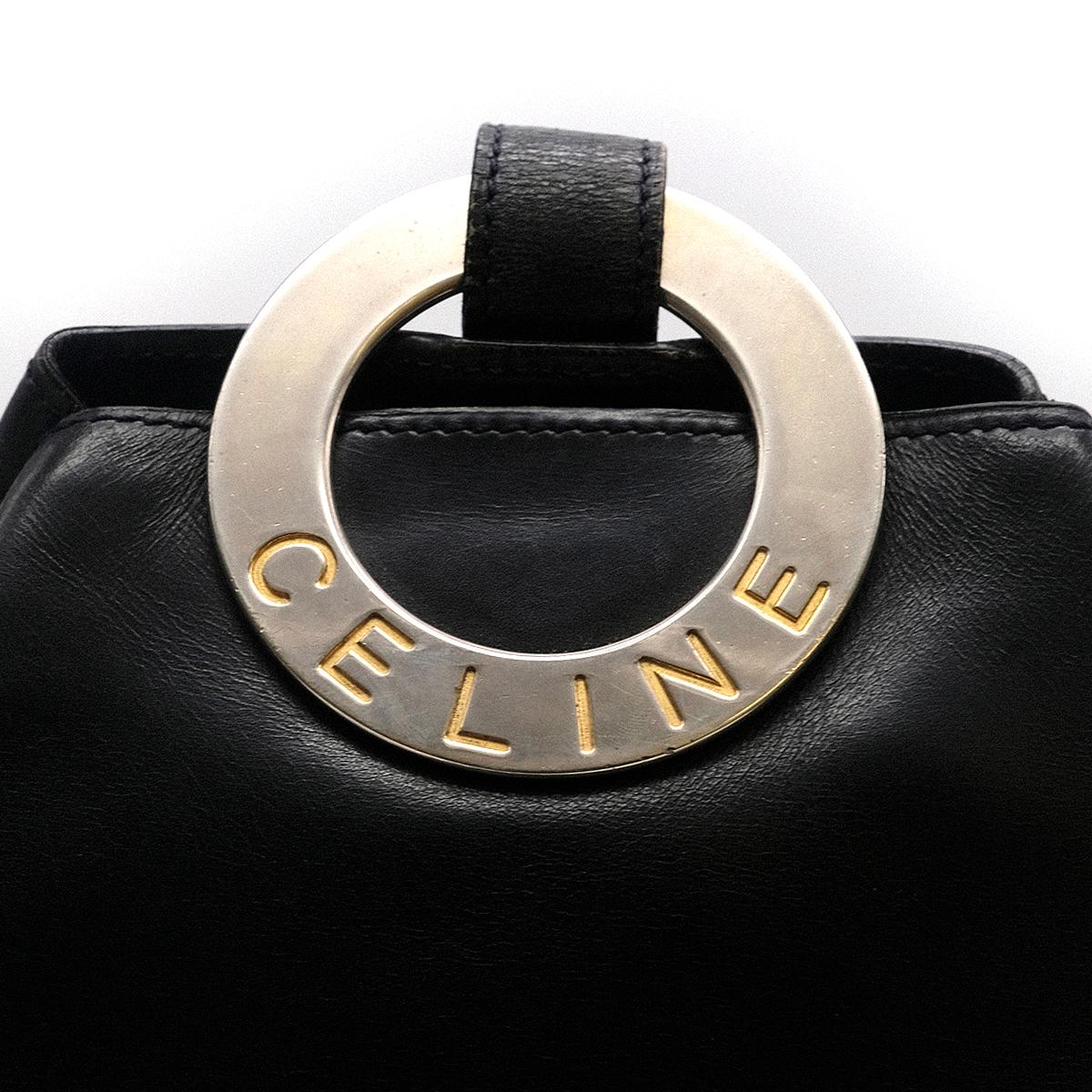 Black Celine Multi Colored Leather & Python Skin Bucket Bag