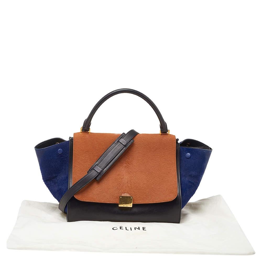 Celine Multicolor Calfhair and Leather Medium Trapeze Bag For Sale 8