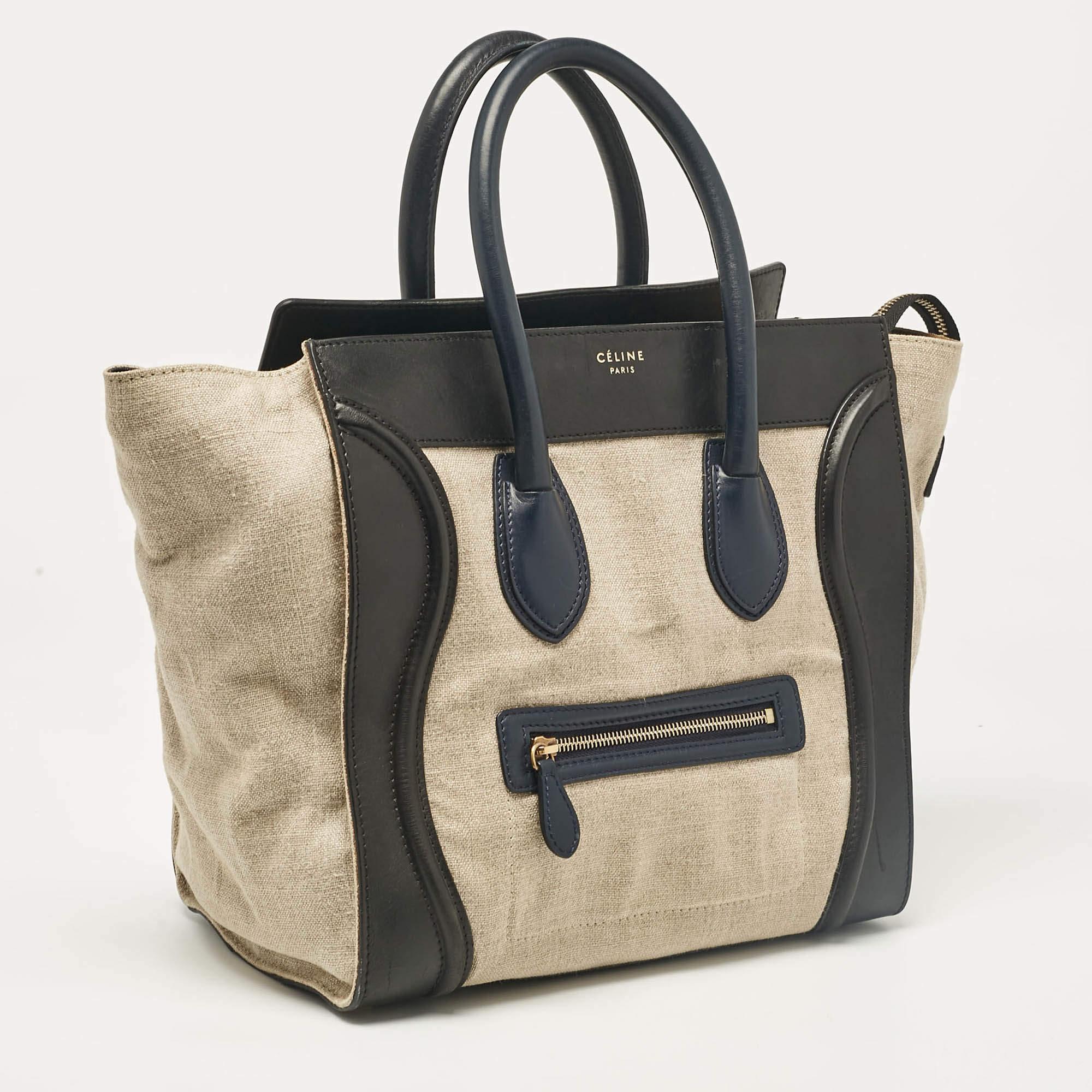 Beige Celine Multicolor Canvas and Leather Mini Luggage Tote
